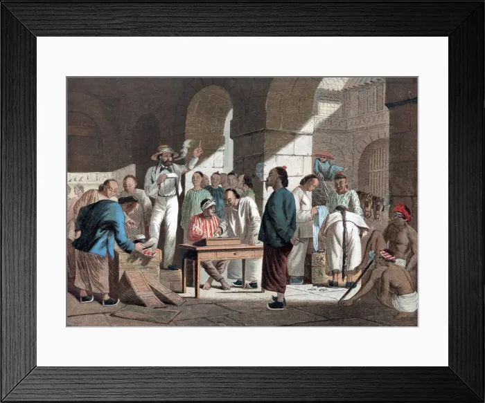 Framed Print : Sale of English goods in Canton, 1858 Framed Print : Sale of English goods in Canton, 1858
