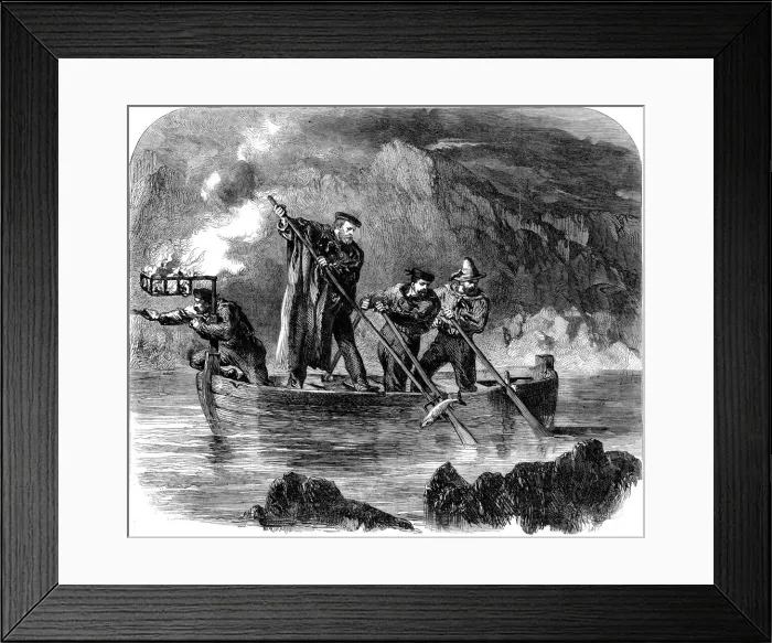 Framed Print : Guiseppe Garibaldi spearing fish at night off Caprera, 1860-61 Framed Print : Guiseppe Garibaldi spearing fish at night off Caprera, 1860-61