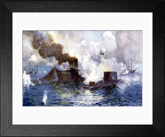 Framed Print : Engagement between Confederates and Unionists, American Civil War, (1852) c1890 Framed Print : Engagement between Confederates and Unionists, American Civil War, (1852) c1890