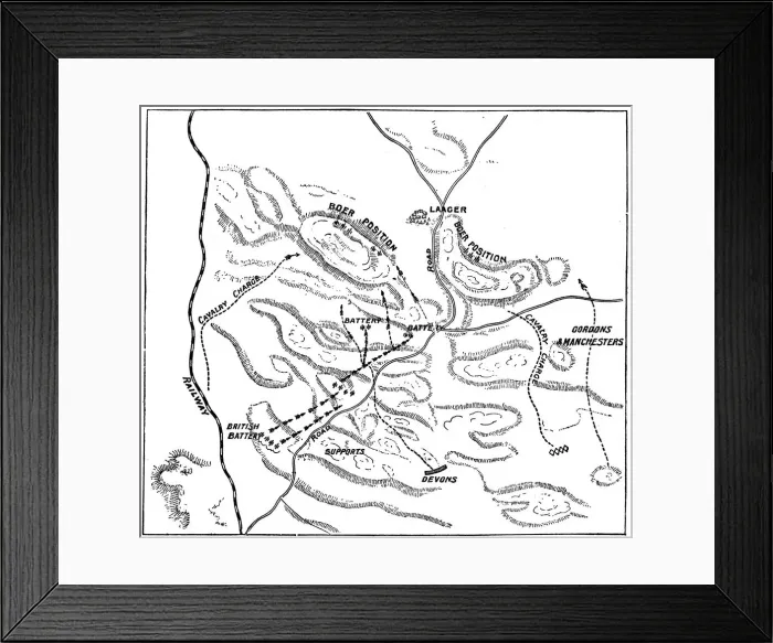 Framed Print : Plan of the Battle of Elandslaagte, 2nd Boer War, 21 November 1899 Framed Print : Plan of the Battle of Elandslaagte, 2nd Boer War, 21 November 1899