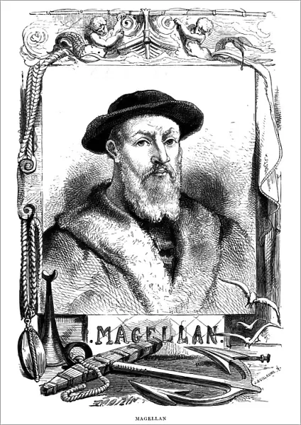 Ferdinand Magellan, 16th century Portugese navigator, 1868