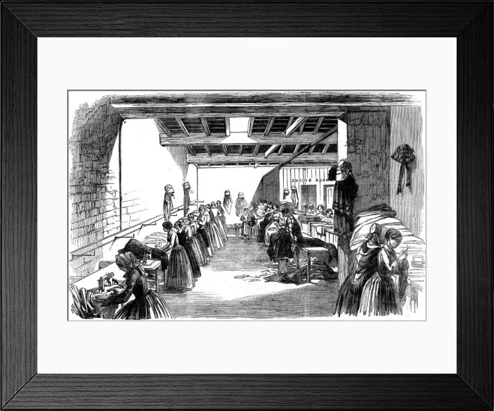 Framed Print : Machine Room in a Steam Sewing Factory, 1854 Framed Print : Machine Room in a Steam Sewing Factory, 1854