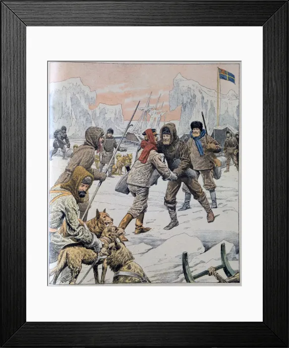 Framed Print : Nordenskjold rescued from Snow Hill Island, Antarctica, 1903 Framed Print : Nordenskjold rescued from Snow Hill Island, Antarctica, 1903
