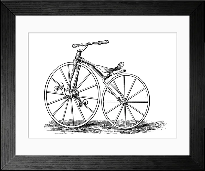Framed Print : Pickerings crank-pedal-driven bicycle, an American design, c1860s (c1880) Framed Print : Pickerings crank-pedal-driven bicycle, an American design, c1860s (c1880)