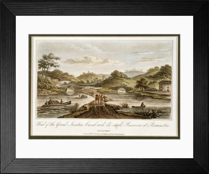 Framed Print : Grand Junction Canal, Braunston, Northamptonshire, 1819. Artist: John Hassell Framed Print : Grand Junction Canal, Braunston, Northamptonshire, 1819. Artist: John Hassell