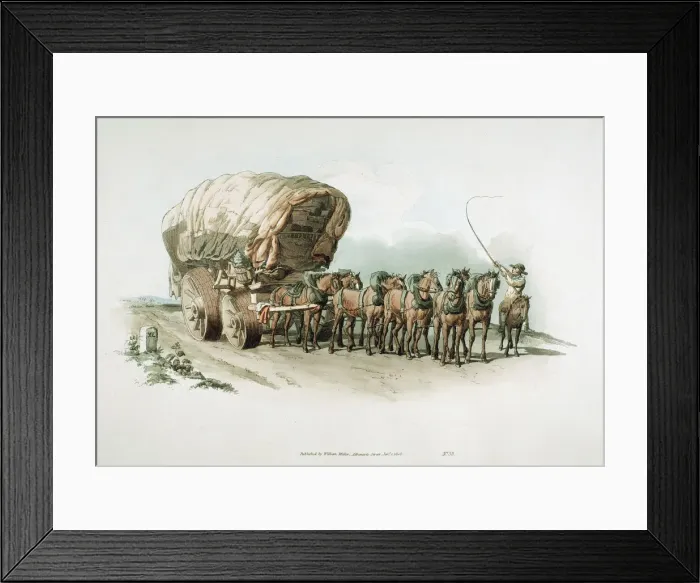 Framed Print : Stage wagon, 1805. Artist: William Henry Pyne Framed Print : Stage wagon, 1805. Artist: William Henry Pyne