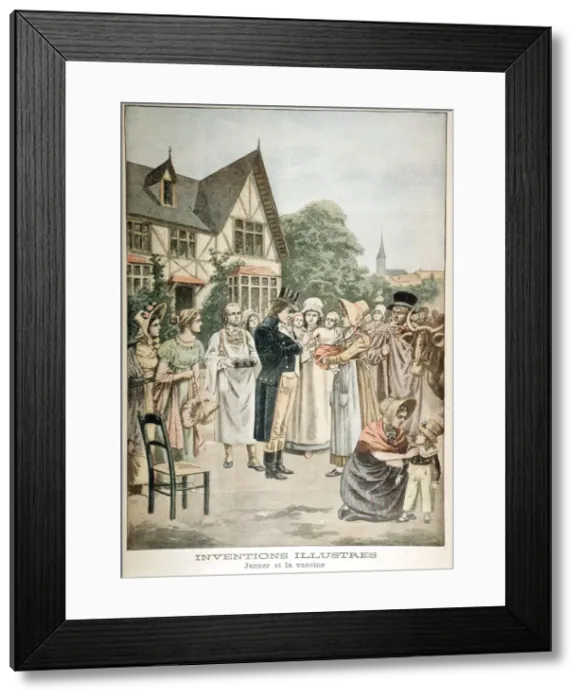 Framed Print : Edward Jenner (1749-1823) English physician, vaccinating child with Cowpox serum, 1901 Framed Print : Edward Jenner (1749-1823) English physician, vaccinating child with Cowpox serum, 1901