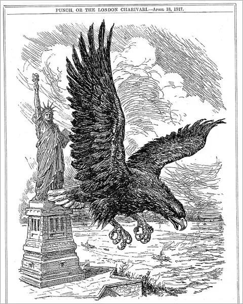 American eagle swooping to guard the Atlantic, 1917
