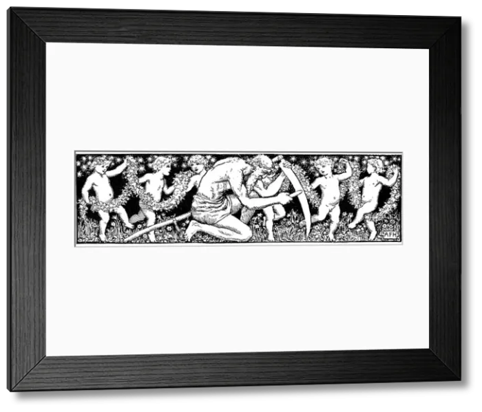 Framed Print : Old Father Time sharpening his scythe, 1891 Framed Print : Old Father Time sharpening his scythe, 1891