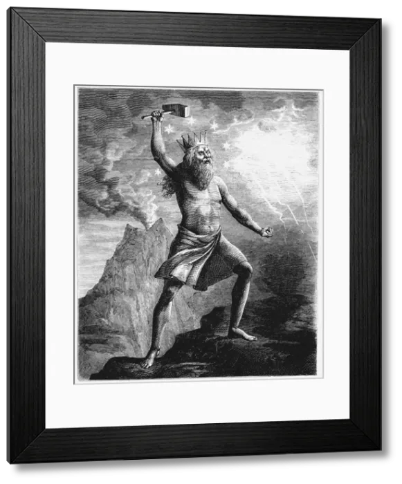Framed Print : Thor, god of thunder in the Scandinavian pantheon, wielding his hammer, 1874 Framed Print : Thor, god of thunder in the Scandinavian pantheon, wielding his hammer, 1874