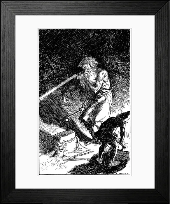 Framed Print : Puck helping Wayland, Smith of the Gods, to forge a sword, 1909 Framed Print : Puck helping Wayland, Smith of the Gods, to forge a sword, 1909
