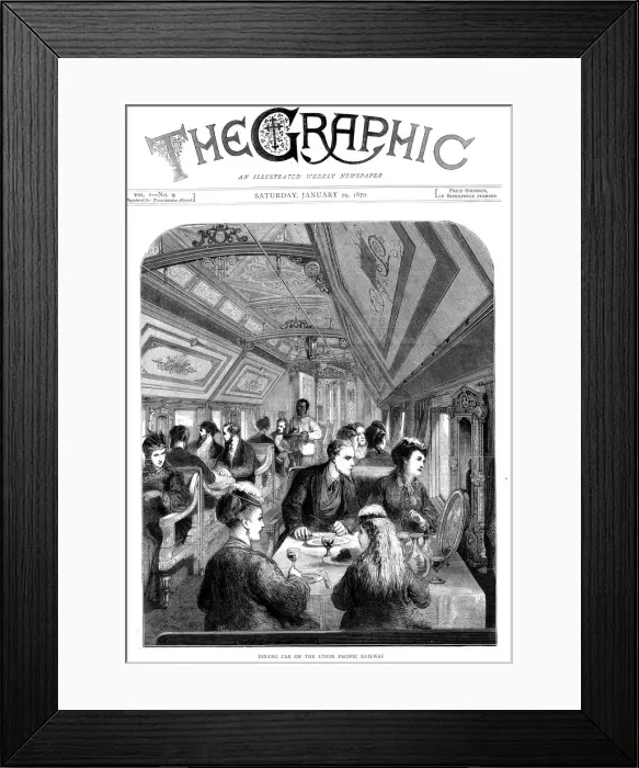 Framed Print : Dining car on the Union Pacific Railroad, USA, 1870 Framed Print : Dining car on the Union Pacific Railroad, USA, 1870