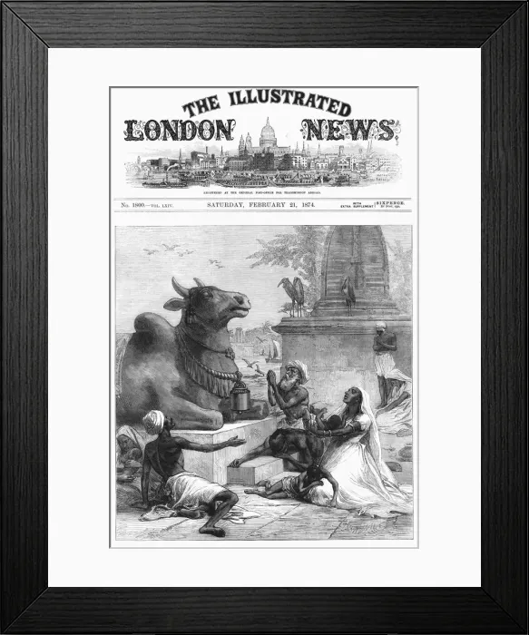 Framed Print : Praying to Nandi for relief from Famine, Bengal, India, 1874 Framed Print : Praying to Nandi for relief from Famine, Bengal, India, 1874
