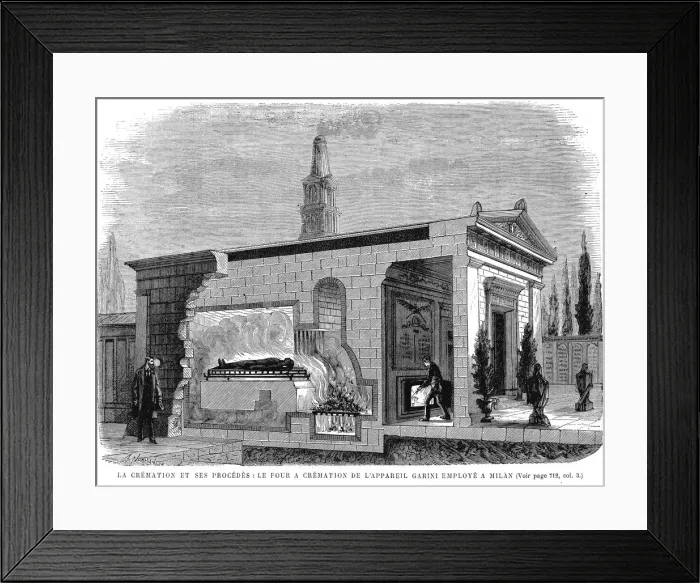 Framed Print : Cut-away view of Garinis cremation furnace used in Milan, 1880 Framed Print : Cut-away view of Garinis cremation furnace used in Milan, 1880