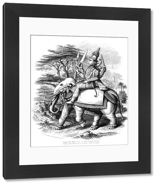 Indra, principal of the Vedic gods of India mounted on his elephant, c1880