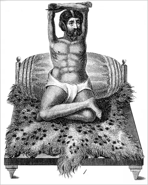 Purana Puri, Hindu Philosopher, elevating his arms above his head, 1811