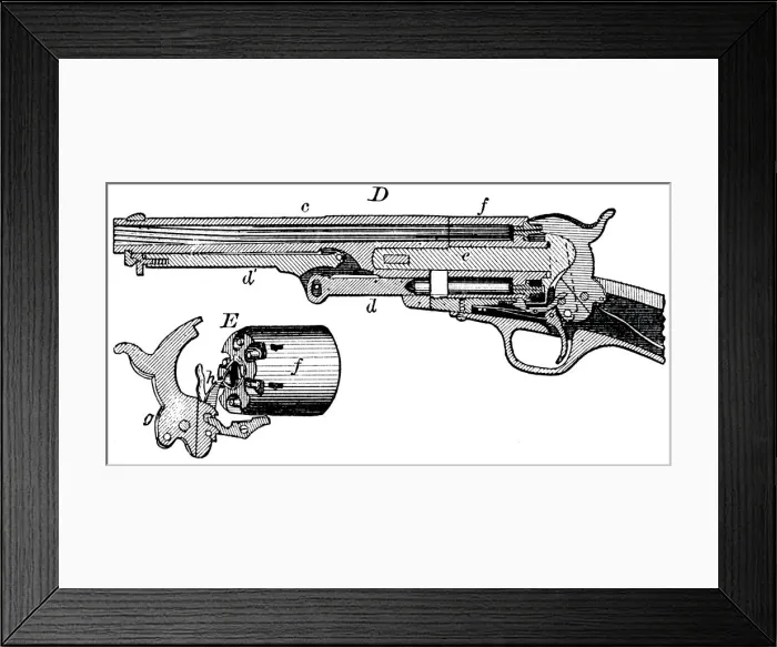 Framed Print : Sectional view of the Colt revolver, c1880 Framed Print : Sectional view of the Colt revolver, c1880