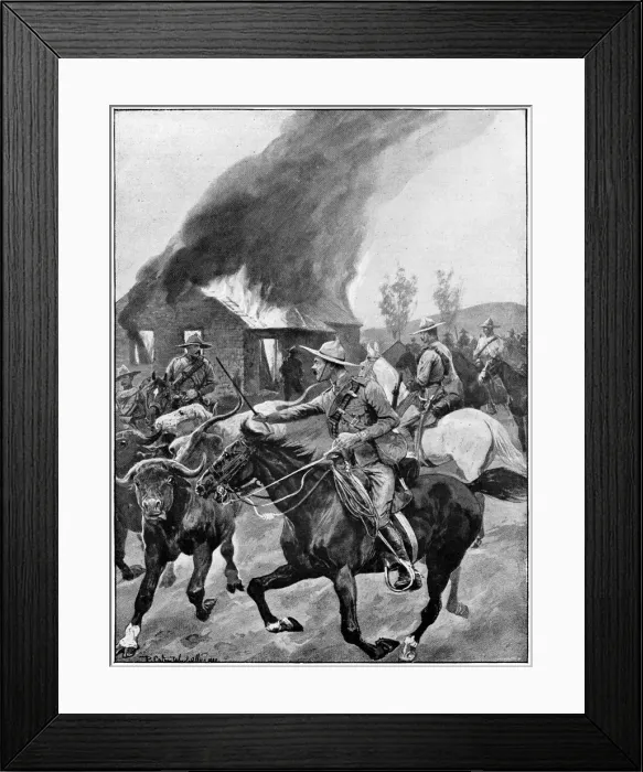 Framed Print : British colonial troops burning a rebel Boers farm, 2nd Boer War 1899-1902 Framed Print : British colonial troops burning a rebel Boers farm, 2nd Boer War 1899-1902