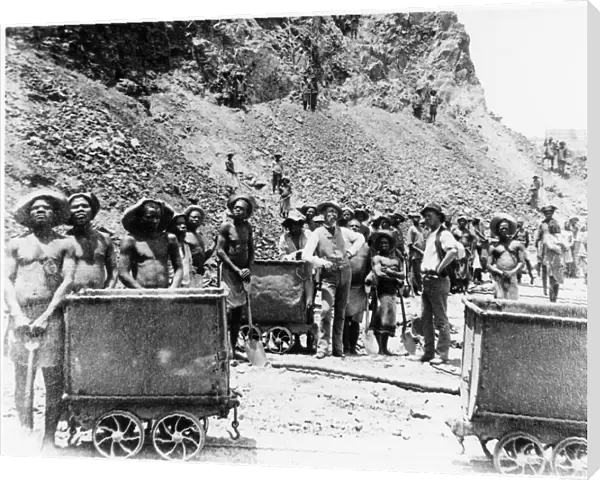 Zulu boys working at De Beers diamond mines, Kimberley, South Africa, c1885