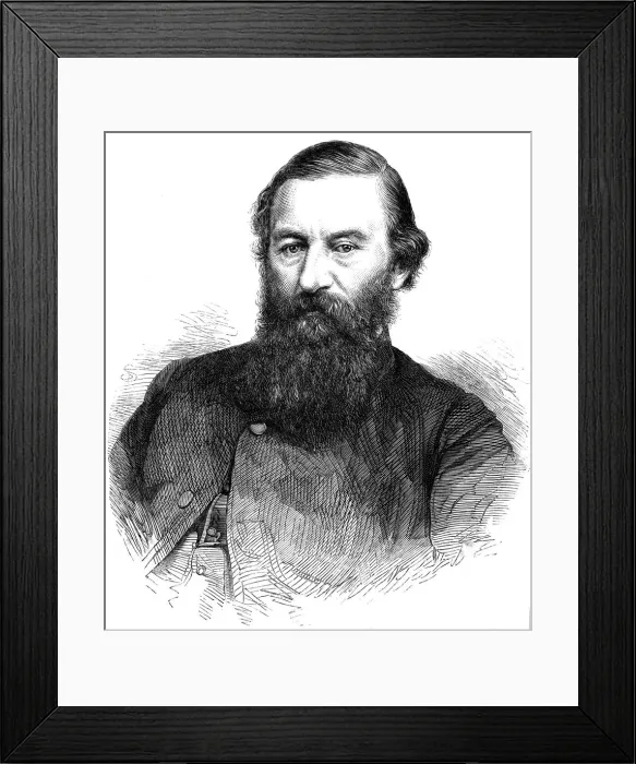 Framed Print : Samuel White Baker (1821-1893), English explorer and anti-slavery campaigner, 1865 Framed Print : Samuel White Baker (1821-1893), English explorer and anti-slavery campaigner, 1865