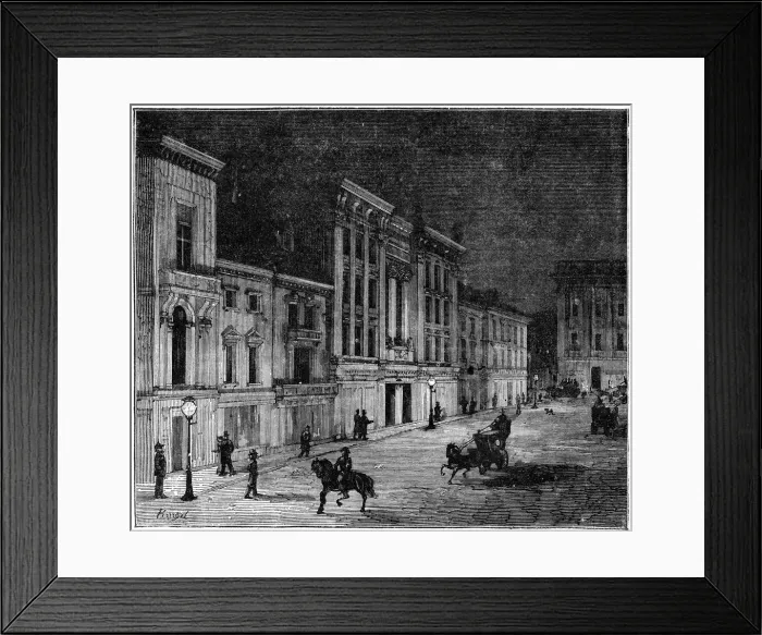 Framed Print : Street in Newcastle Upon Tyne lit by Swan incandescent electric lamps, 1883 Framed Print : Street in Newcastle Upon Tyne lit by Swan incandescent electric lamps, 1883
