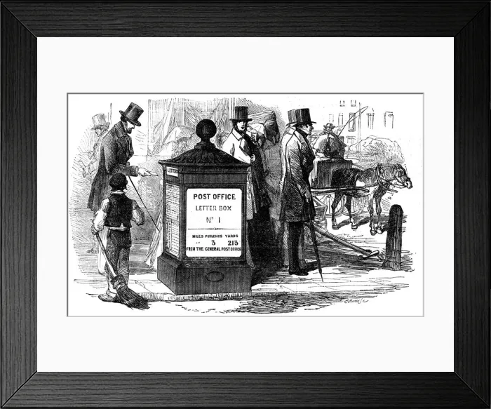 Framed Print : One of Londons first pillar (letter) boxes, 1855 Framed Print : One of Londons first pillar (letter) boxes, 1855