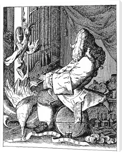 Caricature of George Frideric Handel (1685-1759), 1754