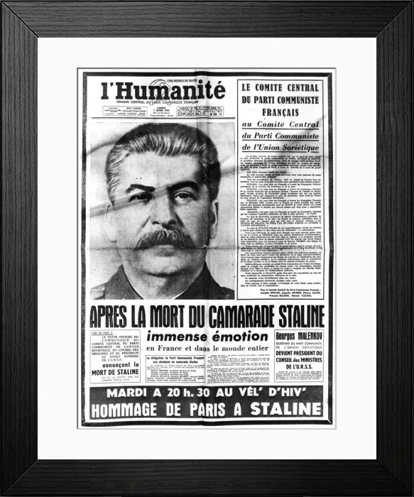 Framed Print : News of Stalins death, 7th March, 1953 Framed Print : News of Stalins death, 7th March, 1953