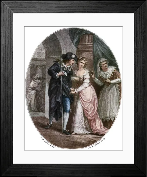 Framed Print : Scene from Shakespeares Romeo and Juliet. Artist: Francesco Bartolozzi Framed Print : Scene from Shakespeares Romeo and Juliet. Artist: Francesco Bartolozzi