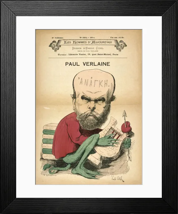 Framed Print : Paul Verlaine as Decadence, c1880s. Artist: Emile Cohl Framed Print : Paul Verlaine as Decadence, c1880s. Artist: Emile Cohl
