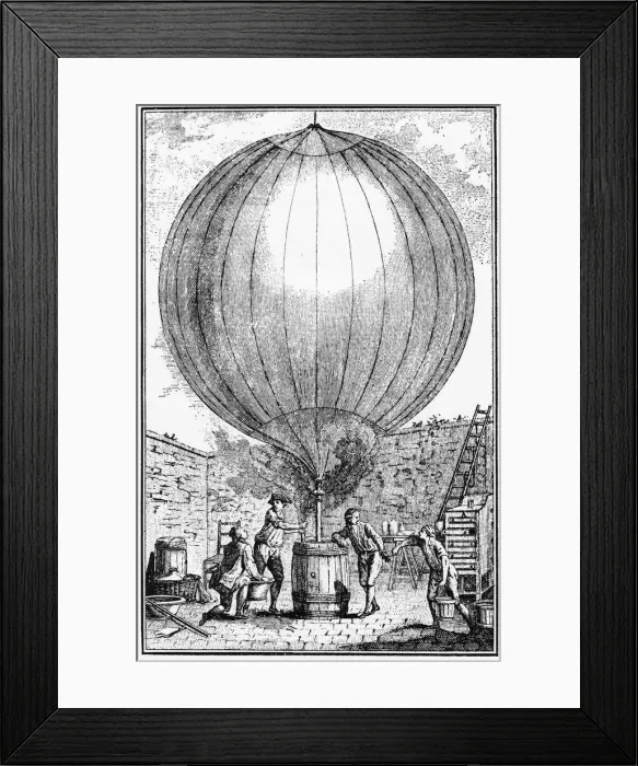 Framed Print : Inflation of Charles and the Robert brothers hydrogen balloon, 1783