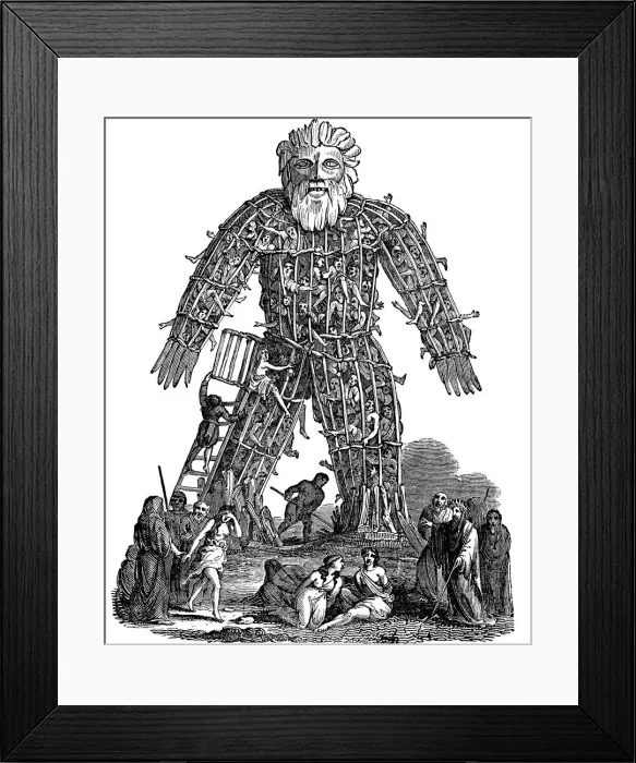 Framed Print : Wicker man, 1st century AD, (1832) Framed Print : Wicker man, 1st century AD, (1832)