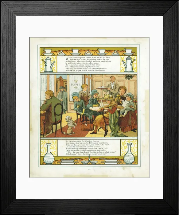 Framed Print : English family taking a meal in the station buffet at Boulogne, France, 1886 Framed Print : English family taking a meal in the station buffet at Boulogne, France, 1886