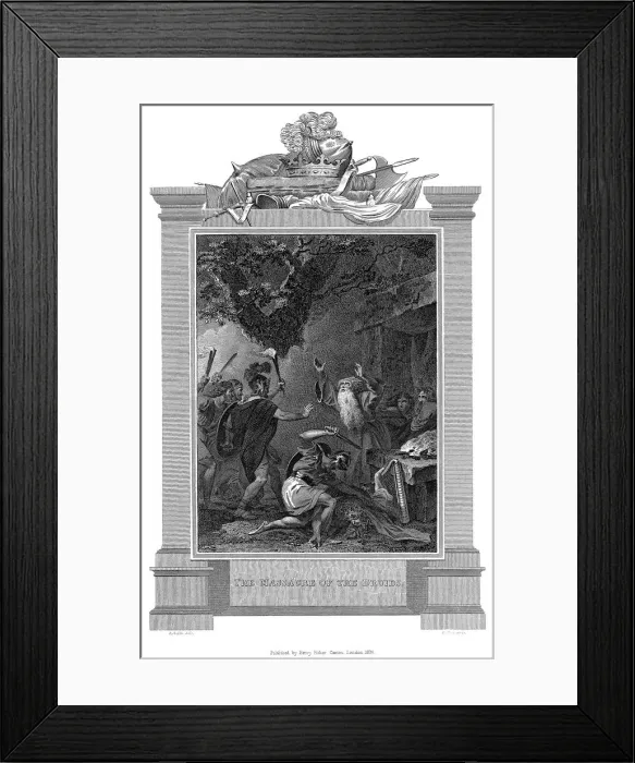 Framed Print : English Druids being massacred by Roman soldiers, c50 AD (c1820) Framed Print : English Druids being massacred by Roman soldiers, c50 AD (c1820)