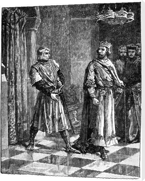Simon de Montfort quarrelling with Henry III, 1257, (c1880)