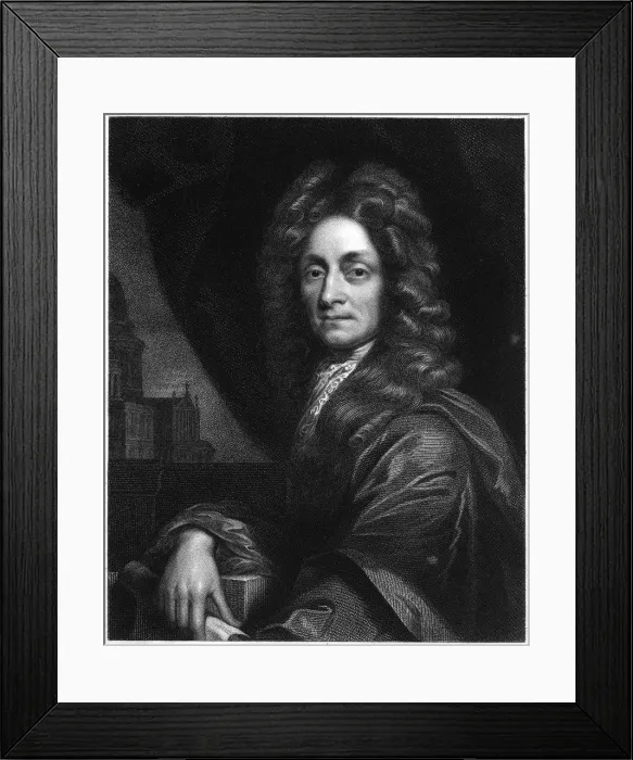 Framed Print : Christopher Wren, English architect, mathematician and physicist, 1833 Framed Print : Christopher Wren, English architect, mathematician and physicist, 1833