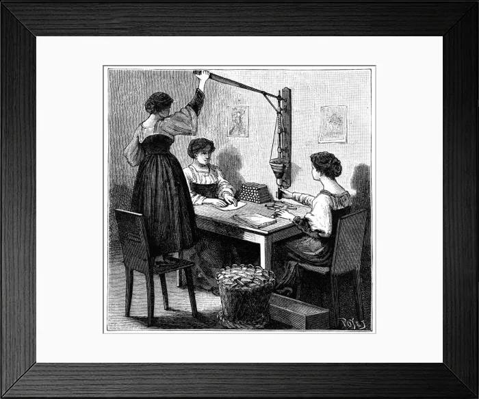 Framed Print : Women packing dynamite cartridges, 1888 Framed Print : Women packing dynamite cartridges, 1888
