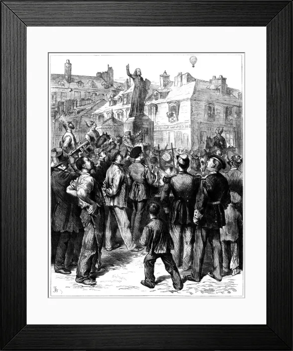 Framed Print : A balloon from Paris passing over Versailles, Franco-Prussian War, 1870 (1871) Framed Print : A balloon from Paris passing over Versailles, Franco-Prussian War, 1870 (1871)