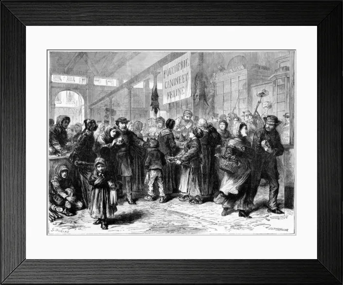Framed Print : Dog and cat meat butcher in Paris, Franco-Prussian War, 1871 Framed Print : Dog and cat meat butcher in Paris, Franco-Prussian War, 1871