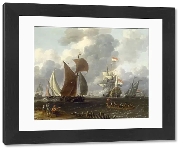 A Battle Offshore, 17th century. Artist: Abraham Storck