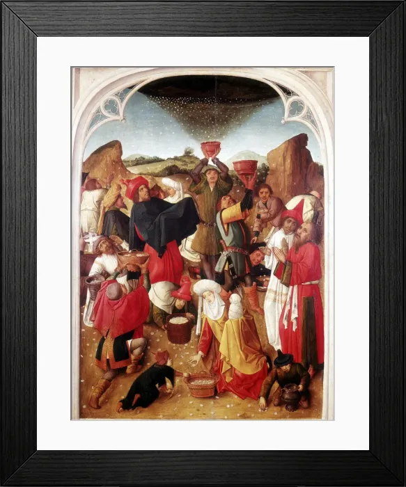 Framed Print : Gathering of the Manna, c1460-1475. Artist: Master of the Gathering of the Manna Framed Print : Gathering of the Manna, c1460-1475. Artist: Master of the Gathering of the Manna