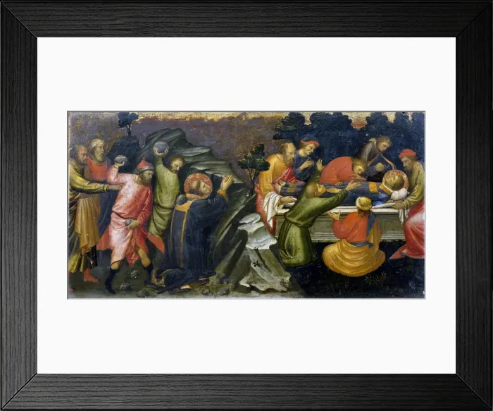 Framed Print : Stoning and burial of St Stephen, the first Christian martyr, c36 (c1394-1424). Artist: Mariotto di Nardo Framed Print : Stoning and burial of St Stephen, the first Christian martyr, c36 (c1394-1424). Artist: Mariotto di Nardo