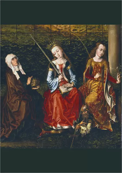 St Elizabeth of Hungary, St Catherine of Alexandria and St Rosalie of Padua, 1470-1500. Artist: Master of Saint Gudule