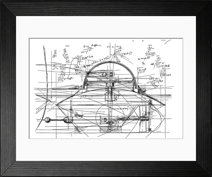 Framed Print : John Ericssons sketch for his revolving turret ship Monitor, 1890. Artist: John Ericsson Framed Print : John Ericssons sketch for his revolving turret ship Monitor, 1890. Artist: John Ericsson