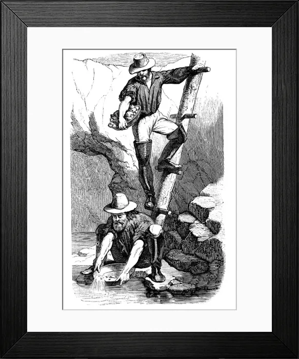Framed Print : Miners panning for gold during the Californian Gold Rush, 1849 Framed Print : Miners panning for gold during the Californian Gold Rush, 1849