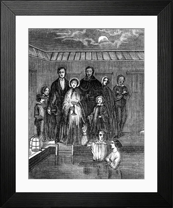 Framed Print : Mormon baptism by total immersion, Salt Lake City, Utah, 1853 Framed Print : Mormon baptism by total immersion, Salt Lake City, Utah, 1853