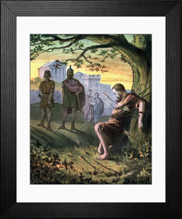 Framed Print : St Sebastian, Christian martyr, mid 19th century Framed Print : St Sebastian, Christian martyr, mid 19th century