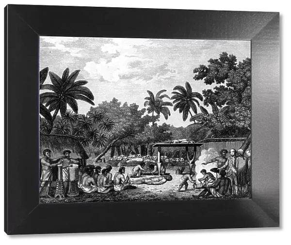 James Cook, English navigator, witnessing human sacrifice in Taihiti (Otaheite) c1773 (1815)