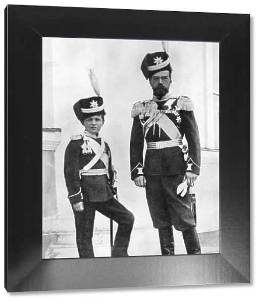 Tsar Nicholas II of Russia and his son, Alexei, in military uniform, c1910-c1916