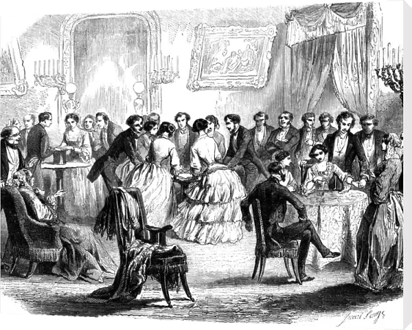 Spiritualist meeting in a Paris drawing room, 1853